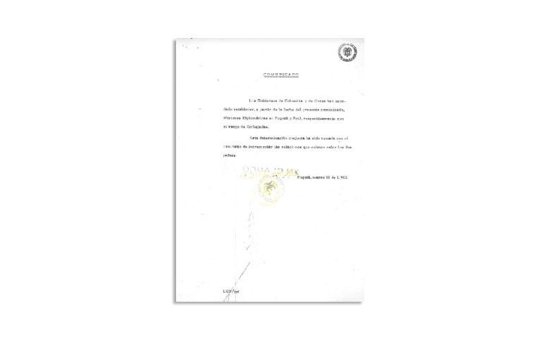 Formalización de las relaciones entre Colombia y Corea